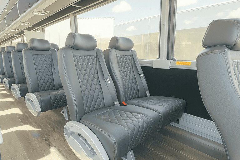 interior of Miami Gardens Coach Bus Service charter bus