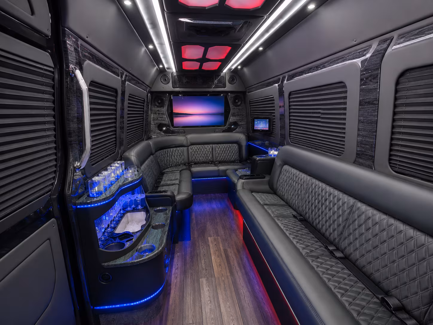 miami gardens 15 passenger party bus inside
