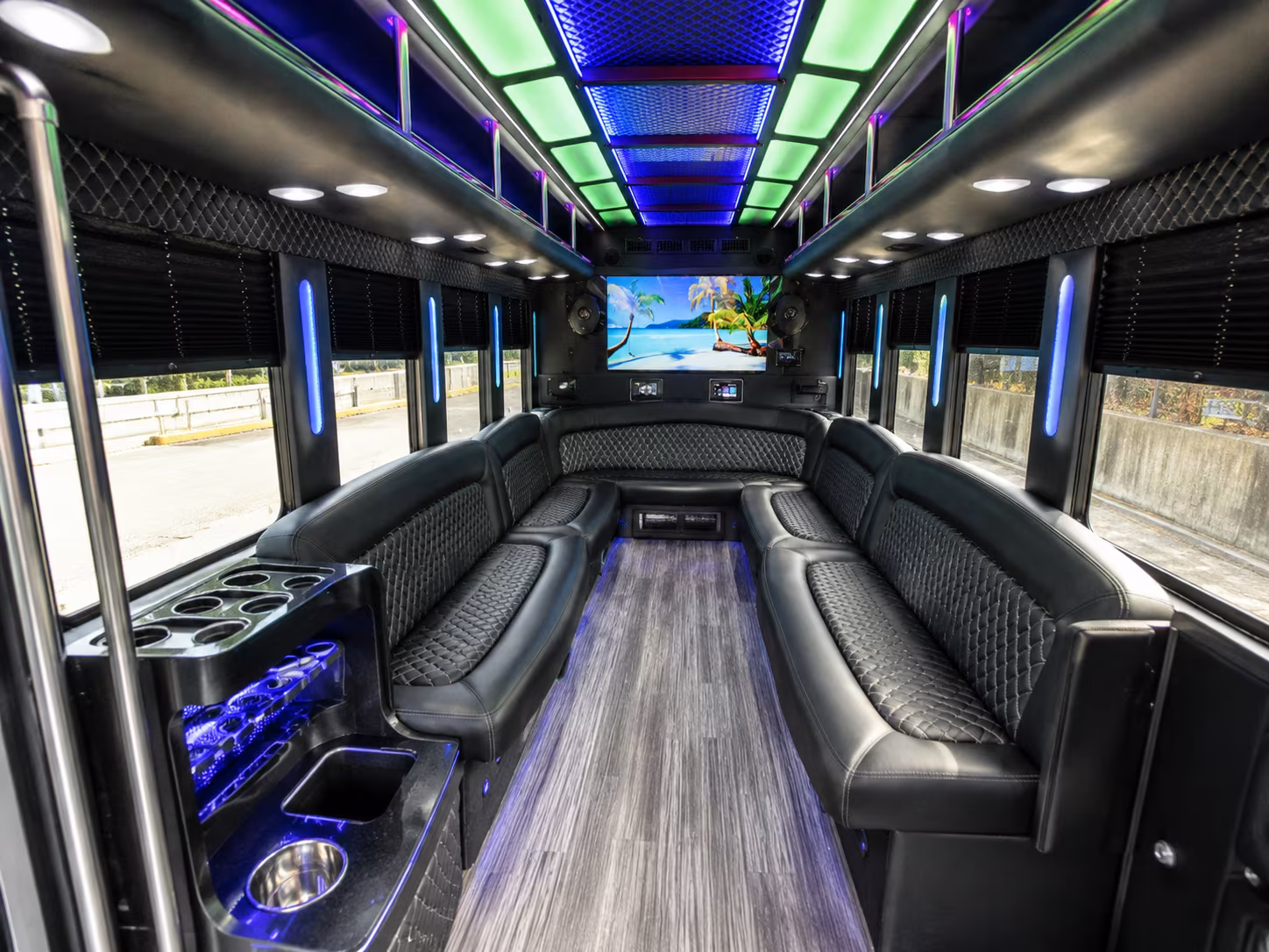 miami gardens 18 passenger party bus inside
