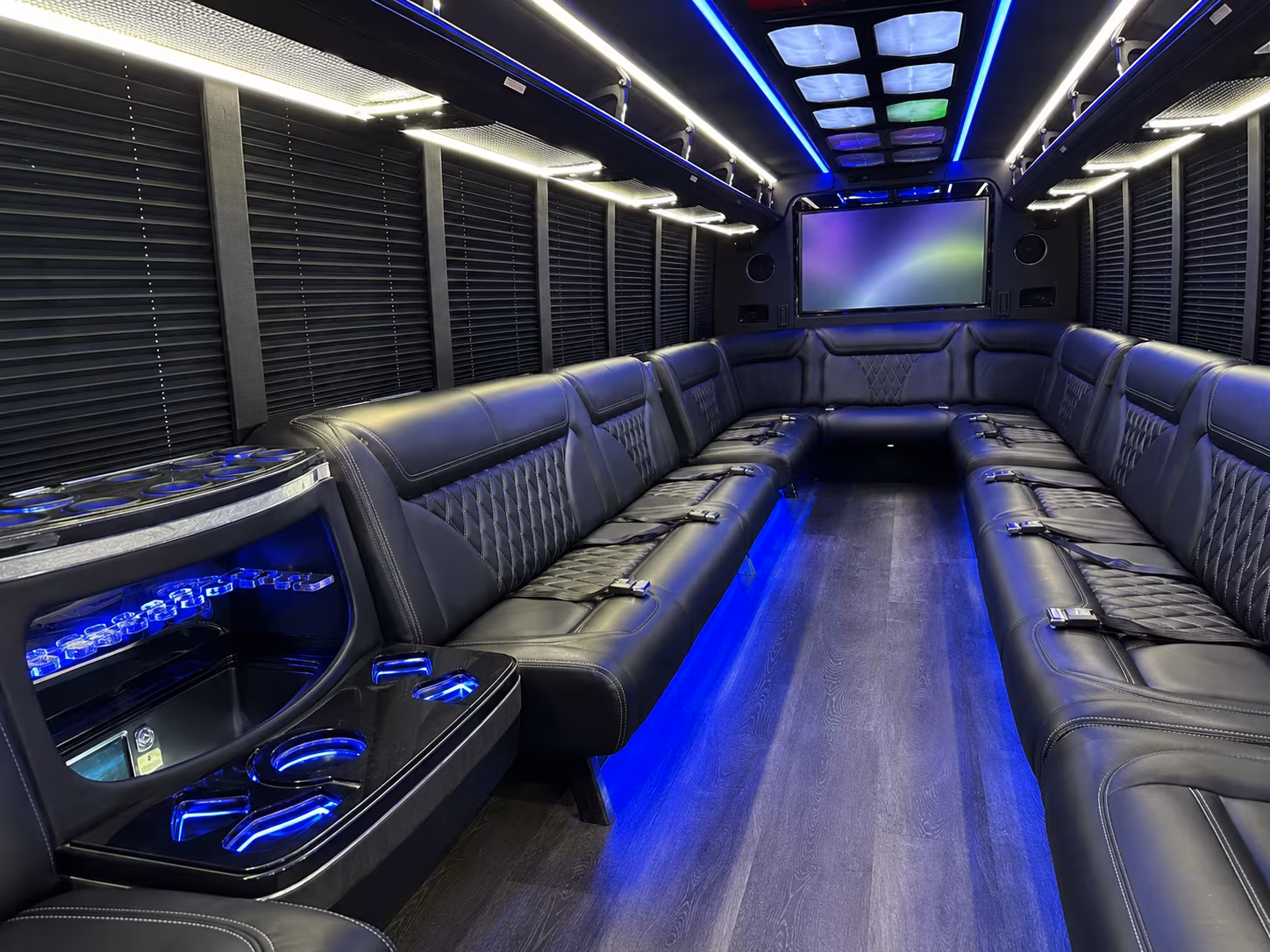 miami gardens 20 passenger party bus inside