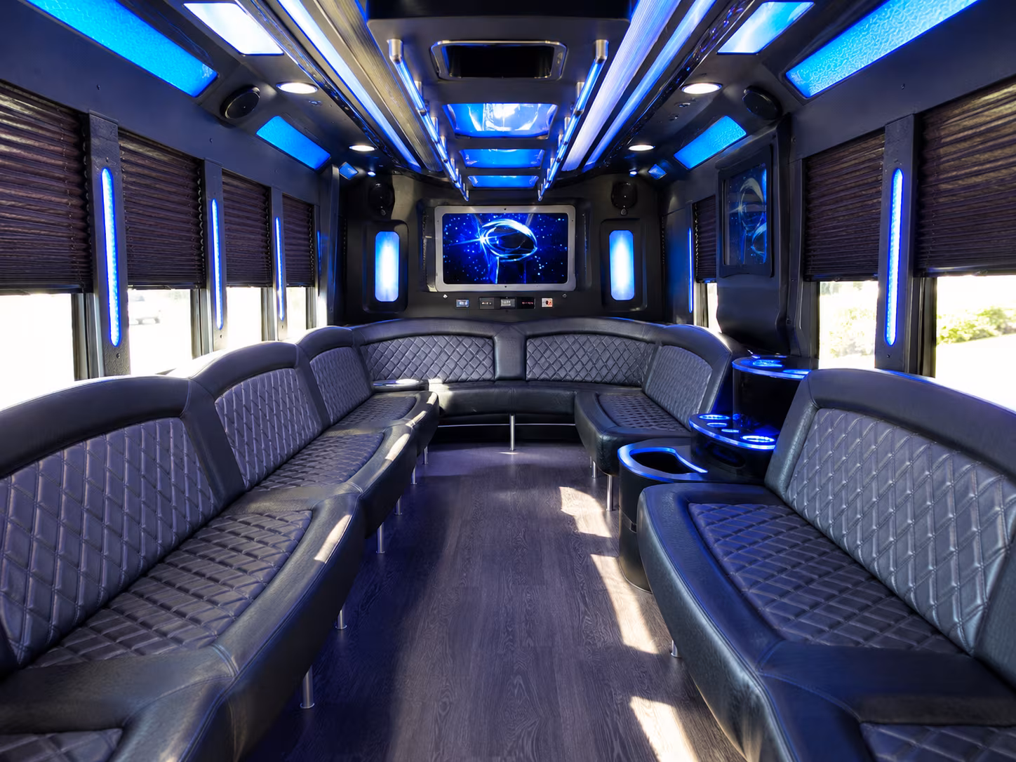miami gardens 28 passenger party bus inside