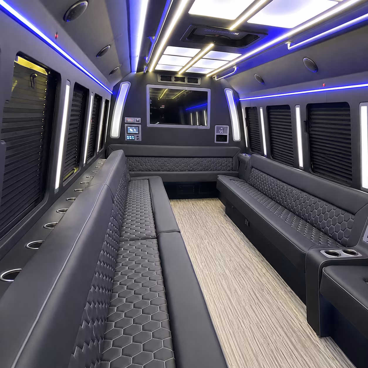 miami gardens 40 passenger party bus inside