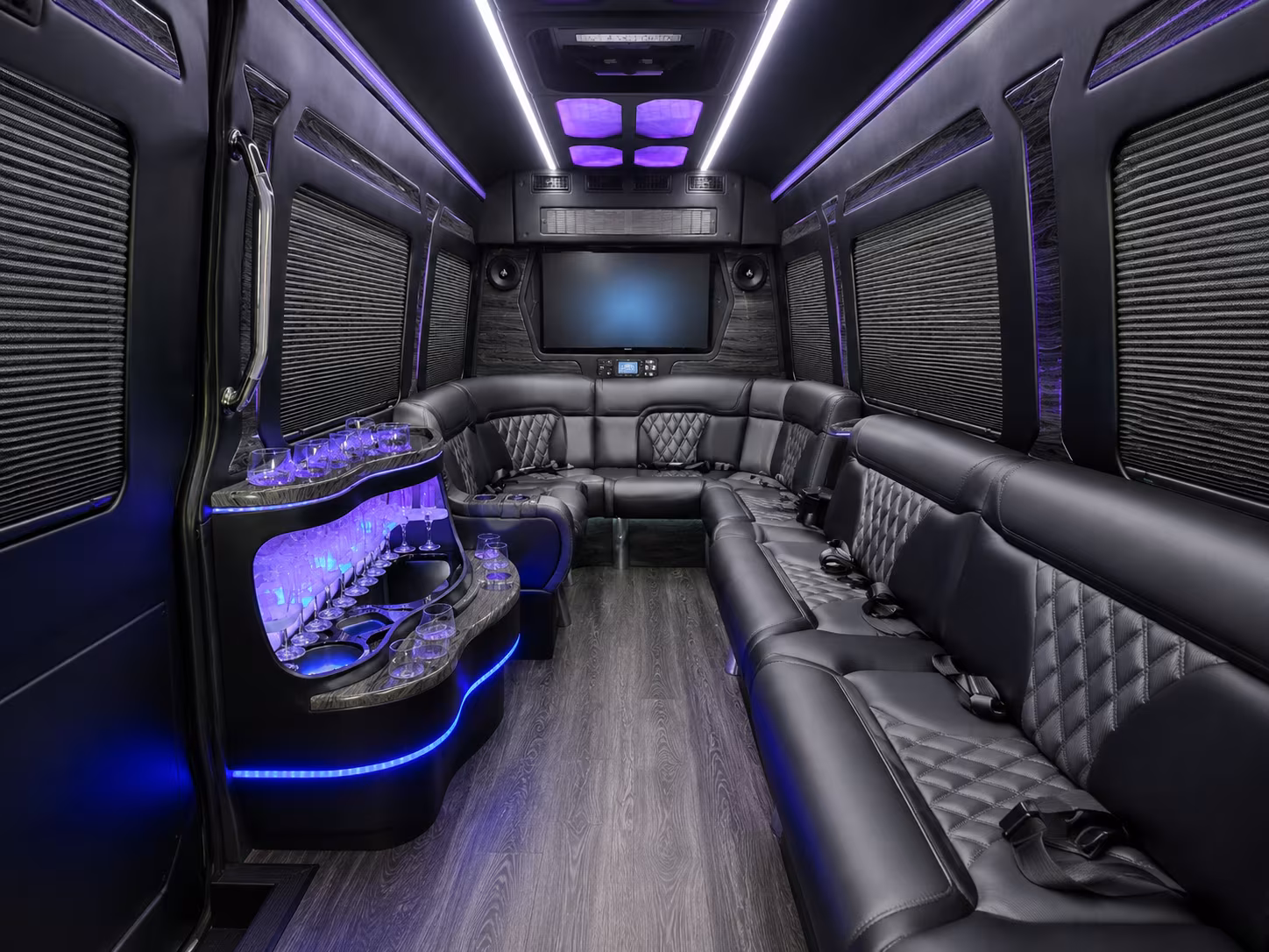 miami gardens 40 passenger party bus interior